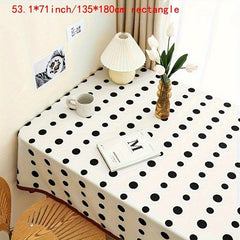 Polyester Tablecloth Polka Dot Waterproof Table Cover Rectangle Style