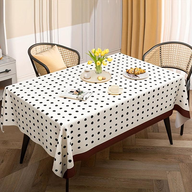 Polyester Tablecloth Polka Dot Waterproof Table Cover Rectangle Style