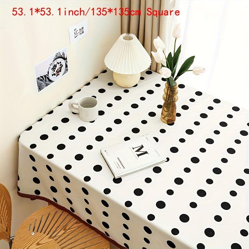 Polyester Tablecloth Polka Dot Waterproof Table Cover Rectangle Style