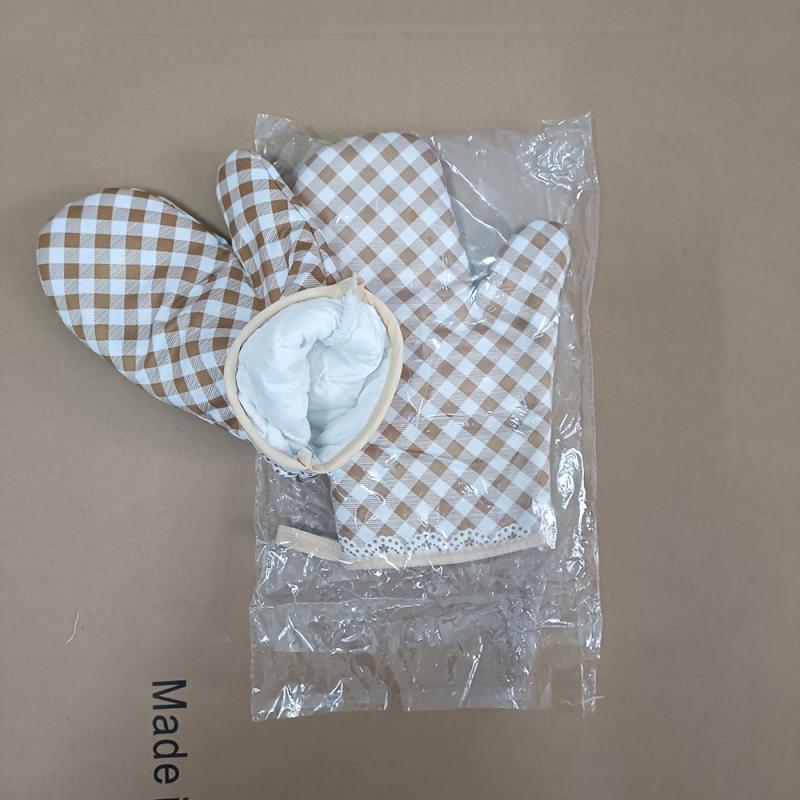 Colorful Plaid Oven Mitts Heat Resistant Baking Gloves