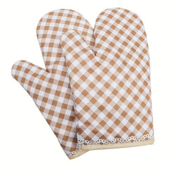 Colorful Plaid Oven Mitts Heat Resistant Baking Gloves