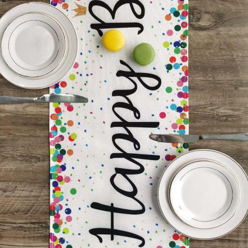 Happy Birthday Table Runner Celebrate Birthday Party Table Decorations