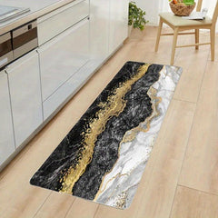 Marble Pattern Kitchen Rugs Flannel Absorbent Non Slip Cushioned Rugs