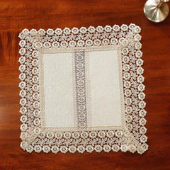 Rectangle Polyester Table Runner Lace Fringe Delicate Mesh Embroidery