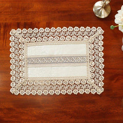 Rectangle Polyester Table Runner Lace Fringe Delicate Mesh Embroidery