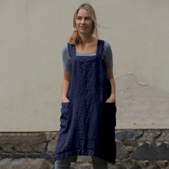 Women's Cotton Linen Cross Back Apron for Baking Cooking