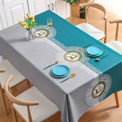 Waterproof PVC Marble Tablecloth with Runner - Perfect for Picnics, Camping