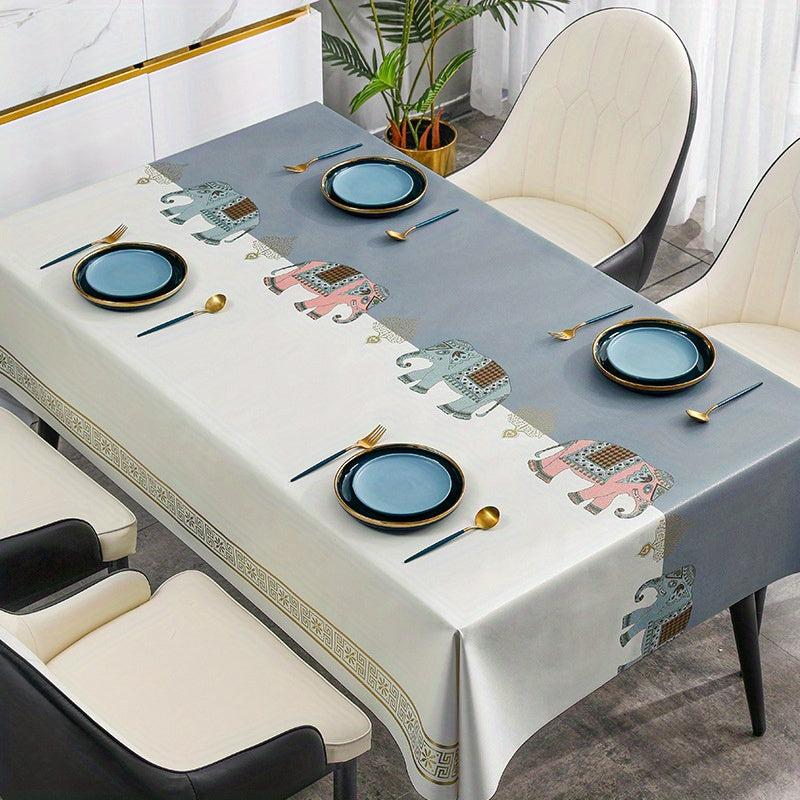 Waterproof PVC Marble Tablecloth with Runner - Perfect for Picnics, Camping