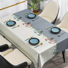 Waterproof PVC Marble Tablecloth with Runner - Perfect for Picnics, Camping