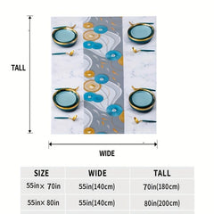 Waterproof PVC Marble Tablecloth with Runner - Perfect for Picnics, Camping