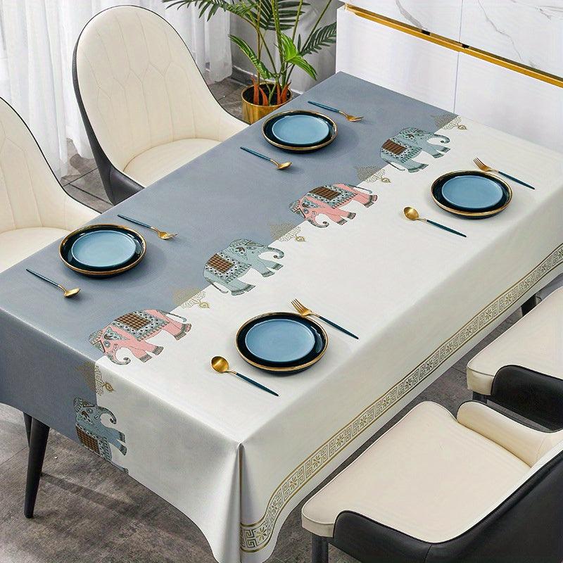 Waterproof PVC Marble Tablecloth with Runner - Perfect for Picnics, Camping