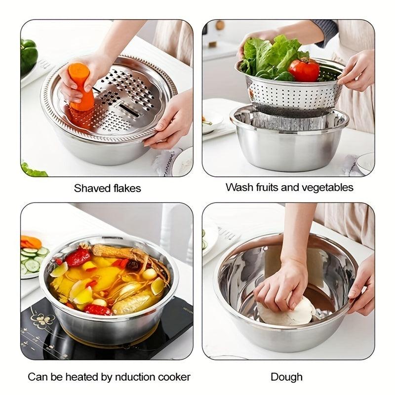 3pcs Stainless Steel Vegetable Cutter Set for Potatoes and Radishes