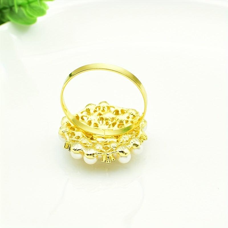 4pcs Pearl Flower Napkin Ring for Wedding and Banquet