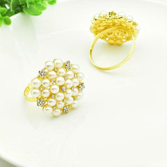 4pcs Pearl Flower Napkin Ring for Wedding and Banquet