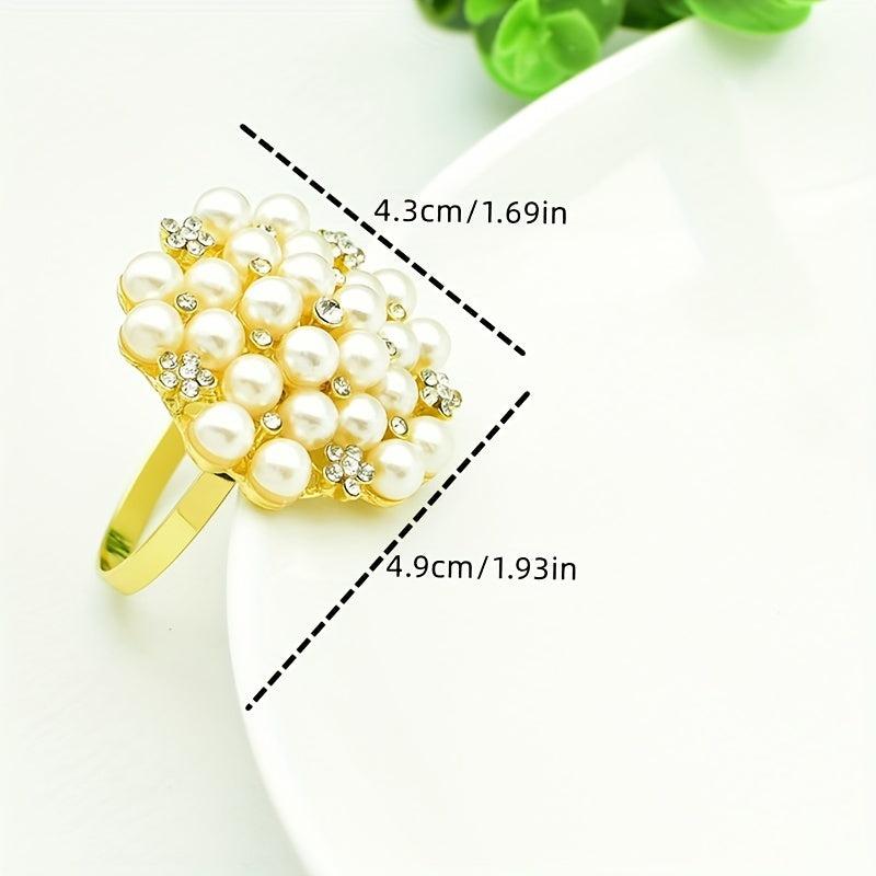 4pcs Pearl Flower Napkin Ring for Wedding and Banquet