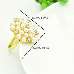 4pcs Pearl Flower Napkin Ring for Wedding and Banquet