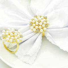4pcs Pearl Flower Napkin Ring for Wedding and Banquet