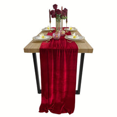 Velvet Table Runner Wedding Reception Decor Soft Fabric Table Overlay
