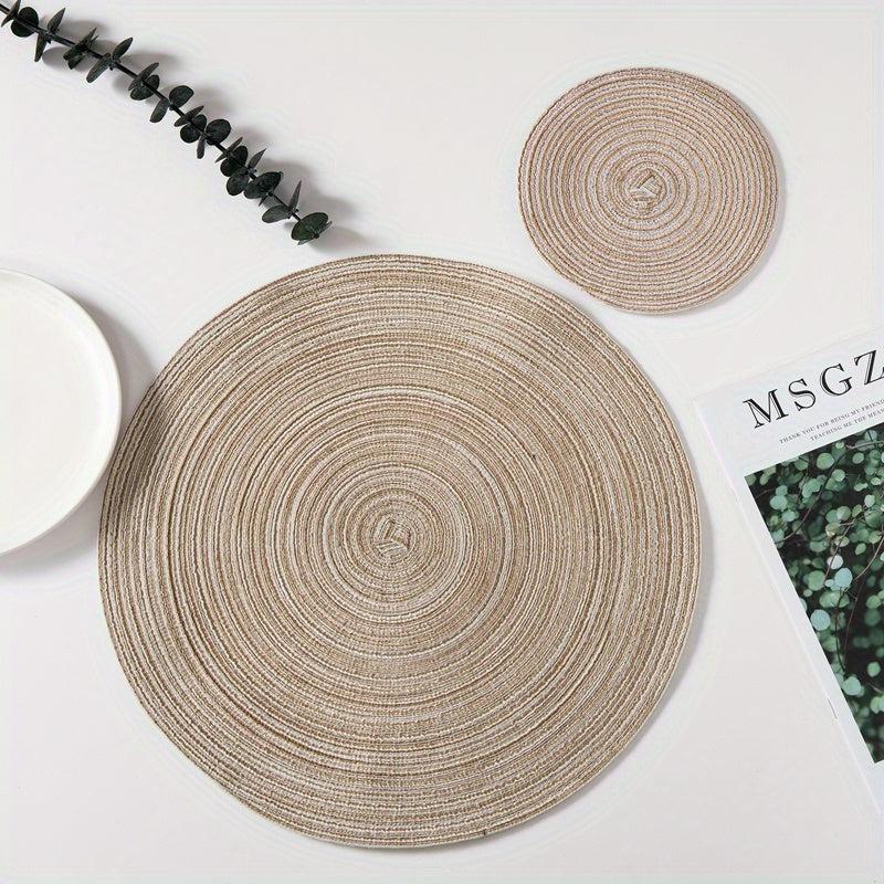6pcs Zircon Cup Mat Coffee Woven Placemat Heat Insulation Pot Mat