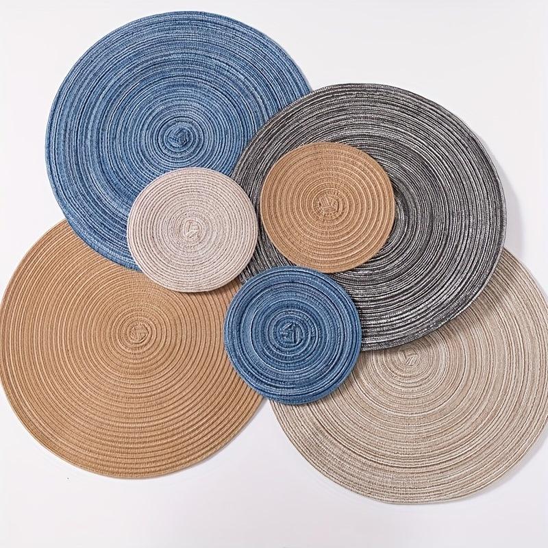 6pcs Zircon Cup Mat Coffee Woven Placemat Heat Insulation Pot Mat