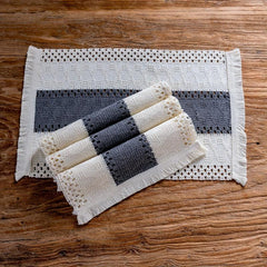 Boho Style Cotton Burlap Placemats Fringed for Dining Table Kitchen Decor