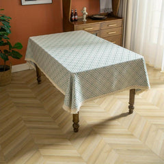 Polyester Tablecloth Light Green Tassel Tablecloth For Outing Picnic