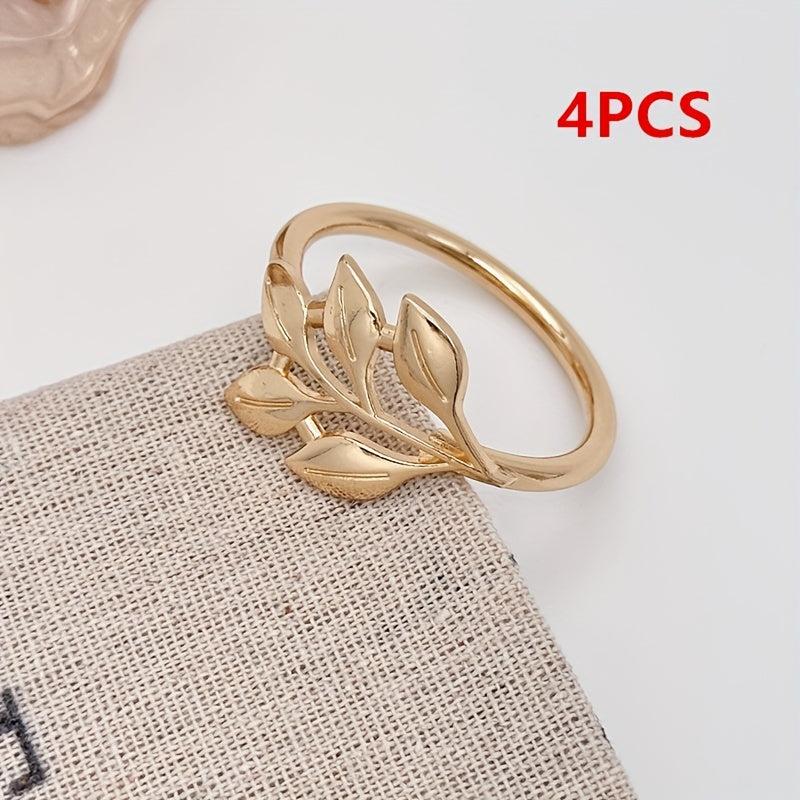 4pcs Flower Napkin Rings for Table Decoration