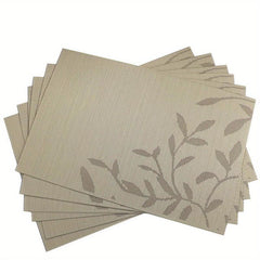 6pcs Heart-shaped Non-slip Placemats, Leaf Style PVC Table Pad