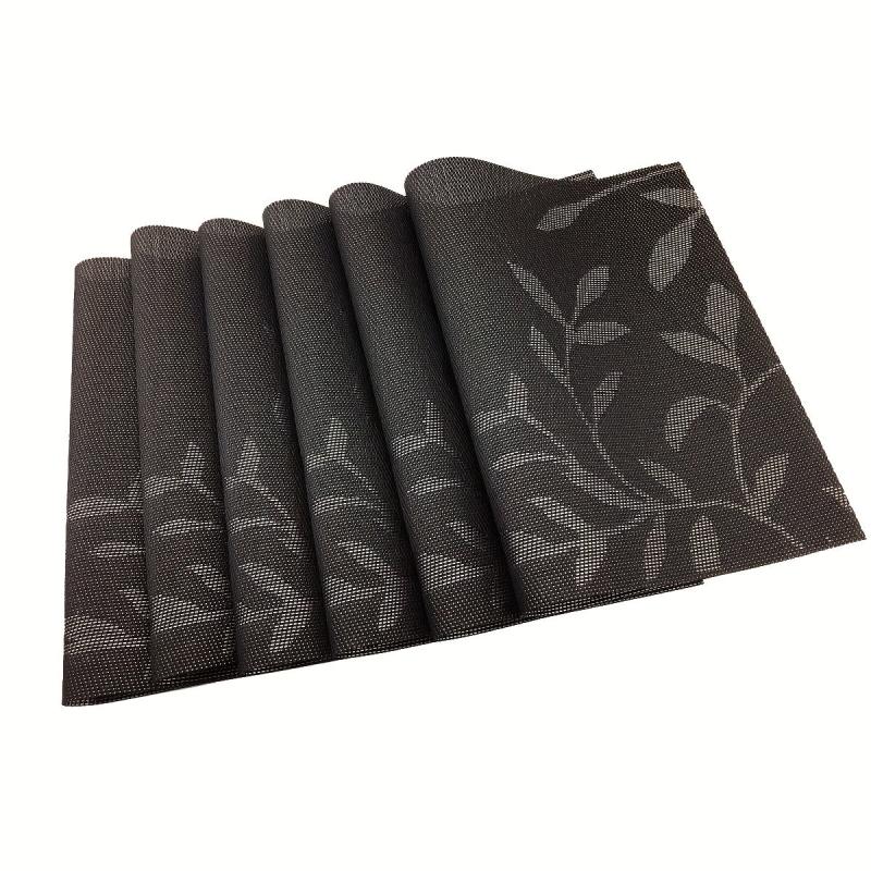 6pcs Heart-shaped Non-slip Placemats, Leaf Style PVC Table Pad