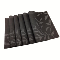 6pcs Heart-shaped Non-slip Placemats, Leaf Style PVC Table Pad