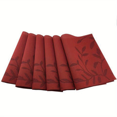 6pcs Heart-shaped Non-slip Placemats, Leaf Style PVC Table Pad