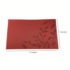 6pcs Heart-shaped Non-slip Placemats, Leaf Style PVC Table Pad