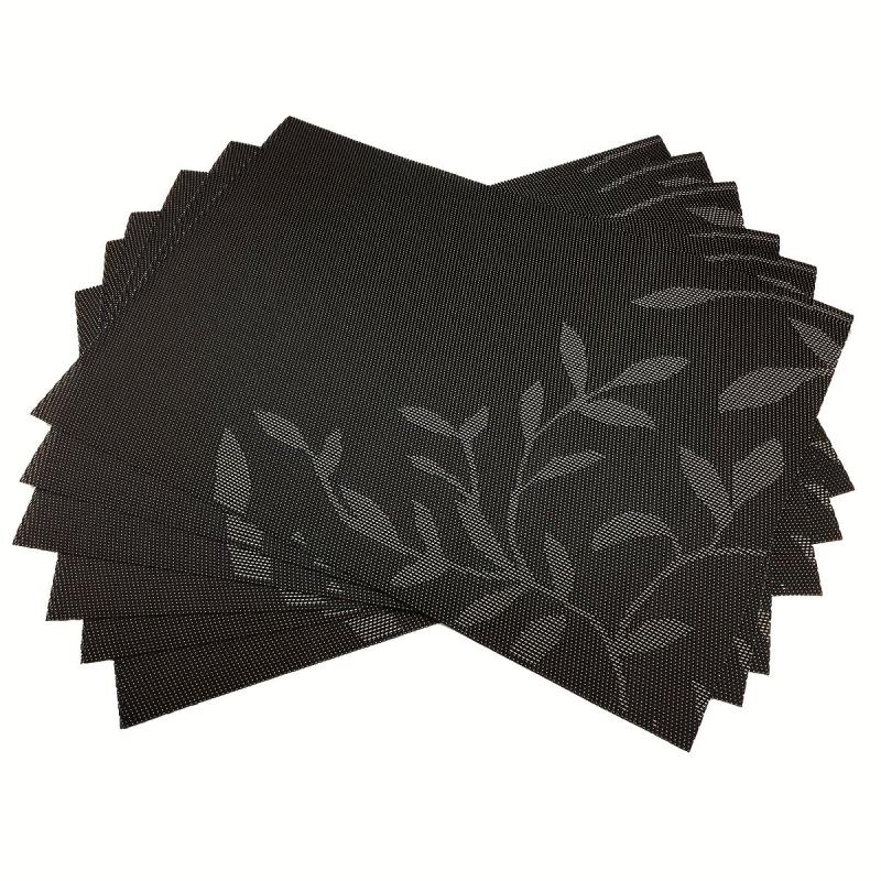 6pcs Heart-shaped Non-slip Placemats, Leaf Style PVC Table Pad