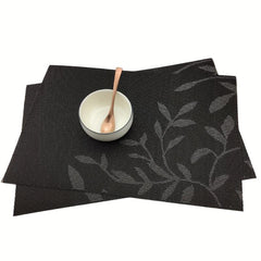 6pcs Heart-shaped Non-slip Placemats, Leaf Style PVC Table Pad