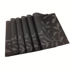 6pcs Heart-shaped Non-slip Placemats, Leaf Style PVC Table Pad