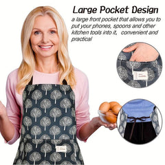 Polyester Waterproof Apron Pockets Women Cooking Baking Cleaning Kitchen