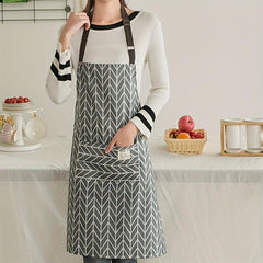 Polyester Waterproof Apron Pockets Women Cooking Baking Cleaning Kitchen