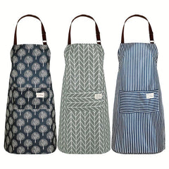 Polyester Waterproof Apron Pockets Women Cooking Baking Cleaning Kitchen