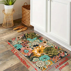 Floral Pattern Mat Non Slip Floor Mat Polyester Kitchen Floor Mat