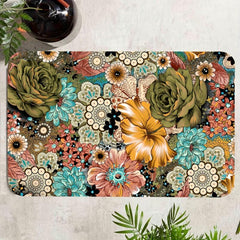 Floral Pattern Mat Non Slip Floor Mat Polyester Kitchen Floor Mat