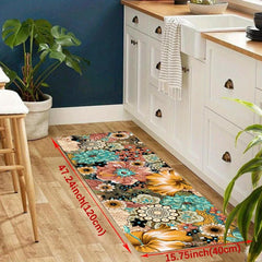 Floral Pattern Mat Non Slip Floor Mat Polyester Kitchen Floor Mat