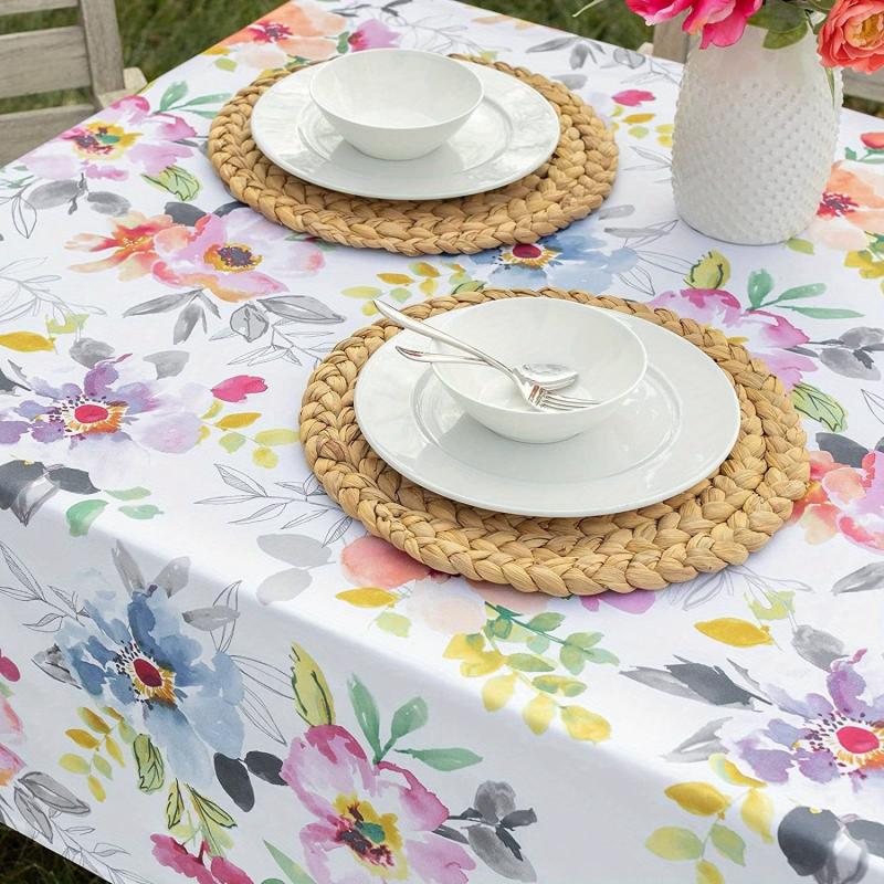Stain Resistant Floral Tablecloth for Dining Parties Camping