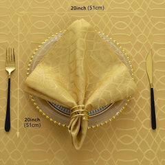 4pcs Jacquard Cloth Napkins Stripe Solid Washable Dinner Napkins