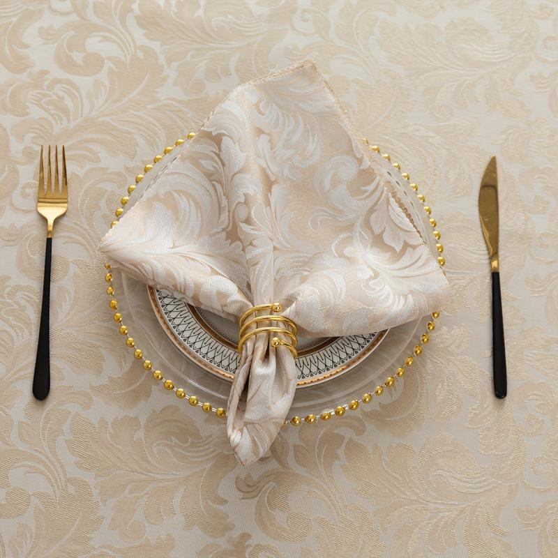 4pcs Jacquard Cloth Napkins Stripe Solid Washable Dinner Napkins