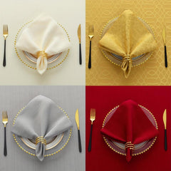 4pcs Jacquard Cloth Napkins Stripe Solid Washable Dinner Napkins