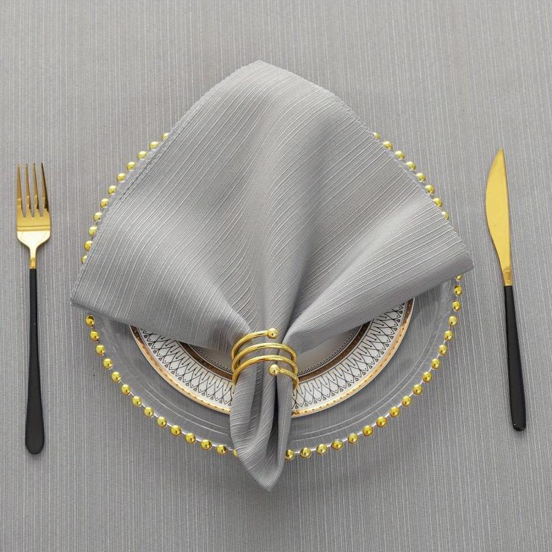 4pcs Jacquard Cloth Napkins Stripe Solid Washable Dinner Napkins
