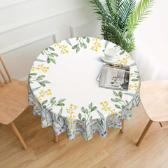 Polyester Daisy Round Tablecloth Flower Pattern Stain/Water Resistant
