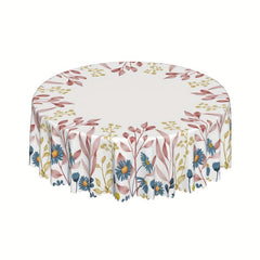 Polyester Daisy Round Tablecloth Flower Pattern Stain/Water Resistant