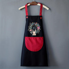 Adjustable Flower Rabbit Apron with Pockets for Chef Gardening Baking