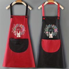 Adjustable Flower Rabbit Apron with Pockets for Chef Gardening Baking